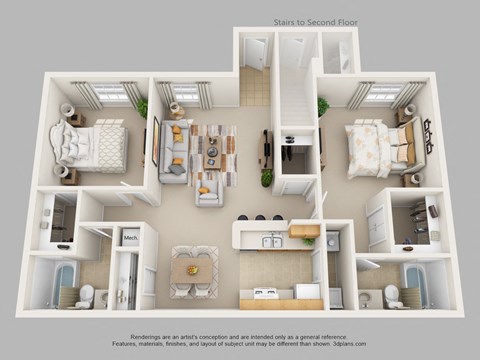 Two Bedroom Two Bath Floor Plan